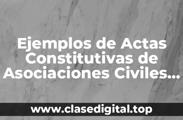 Ejemplos de Actas Constitutivas de Asociaciones Civiles de México y Significado
