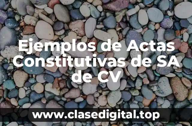 Ejemplos de Actas Constitutivas de SA de CV