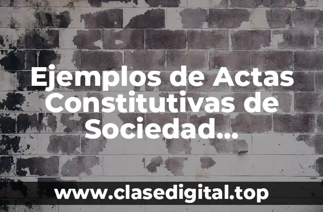 Ejemplos de Actas Constitutivas de Sociedad Cooperativa