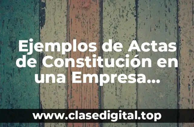 Ejemplos de Actas de Constitución en una Empresa Sociedad Anónima y Significado