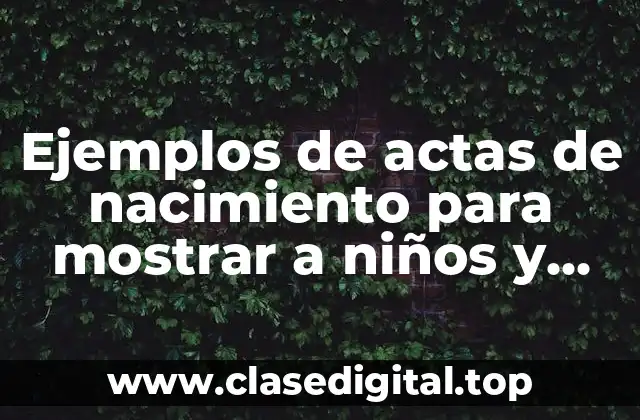 Ejemplos de actas de nacimiento para mostrar a niños y Significado