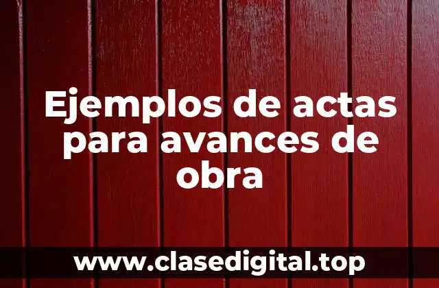 Ejemplos de actas para avances de obra