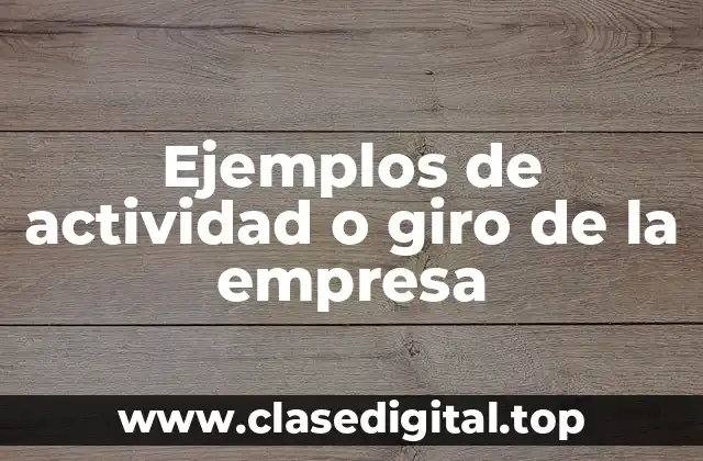 Ejemplos de actividad o giro de la empresa