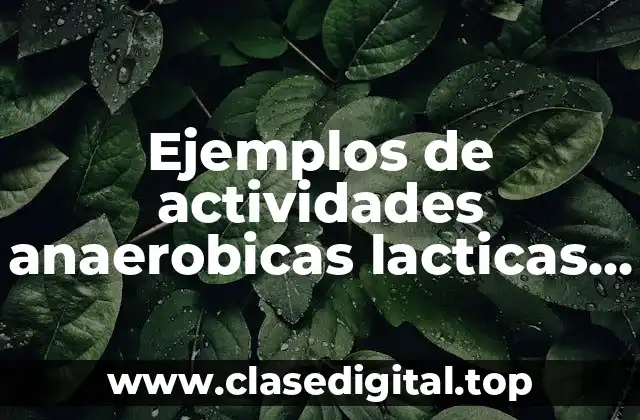Ejemplos de actividades anaerobicas lacticas y Significado