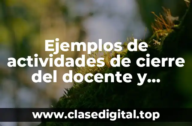 Ejemplos de actividades de cierre del docente y Significado