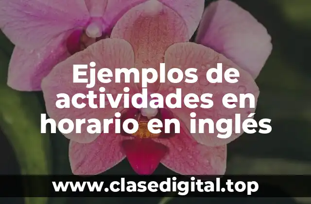 Ejemplos de actividades en horario en inglés