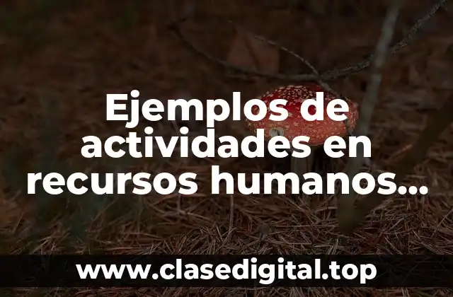 Ejemplos de actividades en recursos humanos de una empresa