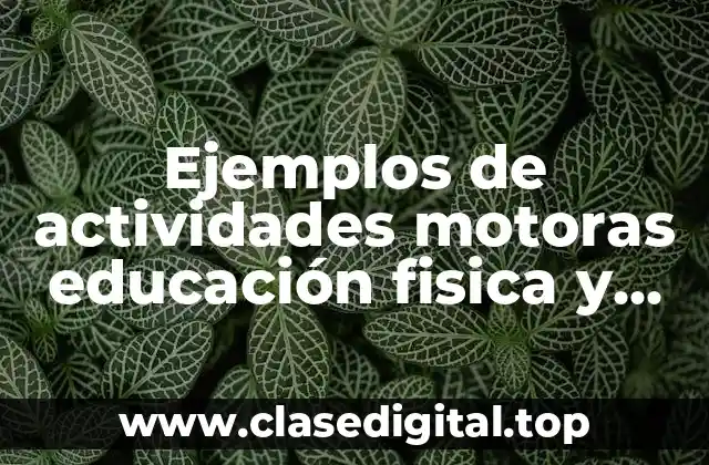 Ejemplos de actividades motoras educación fisica y Significado