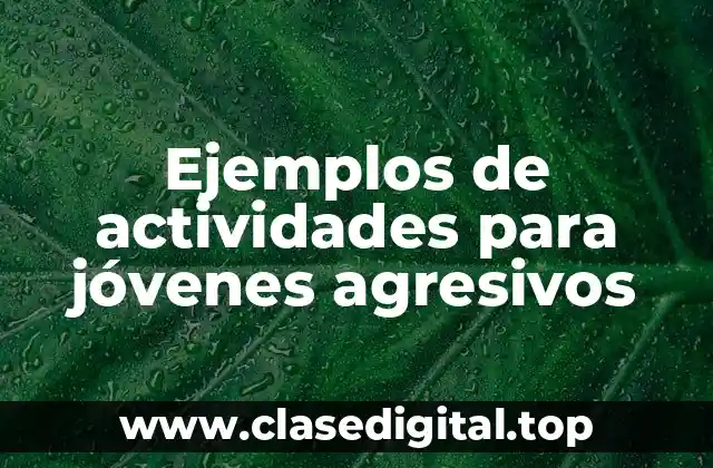 Ejemplos de actividades para jóvenes agresivos