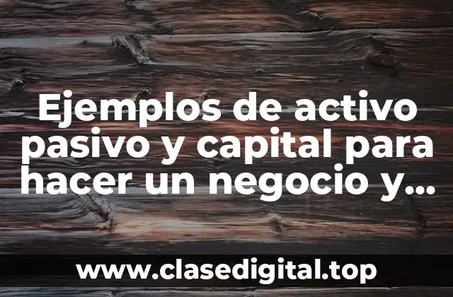 Ejemplos de activo pasivo y capital para hacer un negocio y Significado
