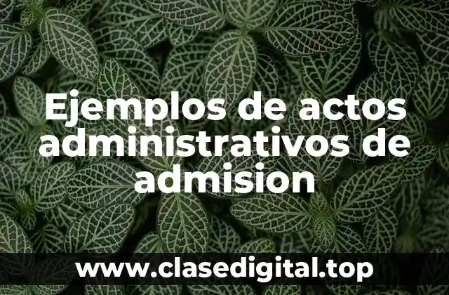 Ejemplos de actos administrativos de admision