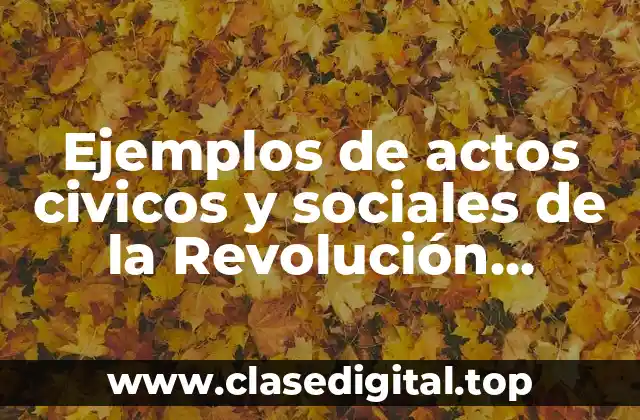 Ejemplos de actos civicos y sociales de la Revolución Mexicana y Significado