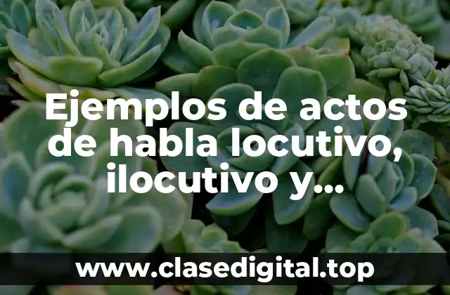 Ejemplos de actos de habla locutivo, ilocutivo y perlocutivo