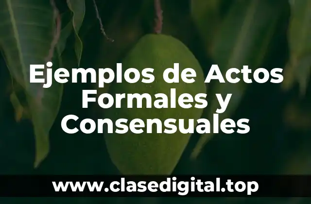 Ejemplos de Actos Formales y Consensuales