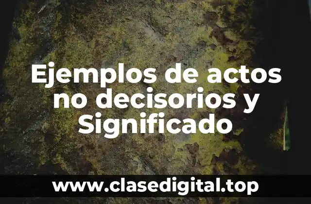 Ejemplos de actos no decisorios y Significado