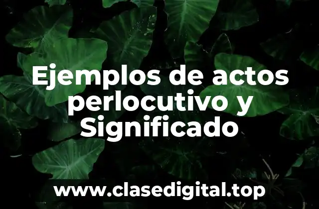 Ejemplos de actos perlocutivo y Significado