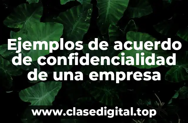 Ejemplos de acuerdo de confidencialidad de una empresa
