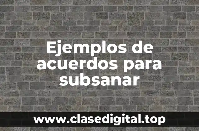 Ejemplos de acuerdos para subsanar