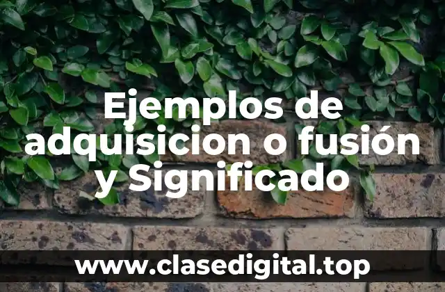 Ejemplos de adquisicion o fusión y Significado
