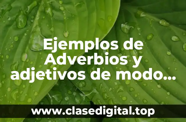 Ejemplos de Adverbios y adjetivos de modo en inglés