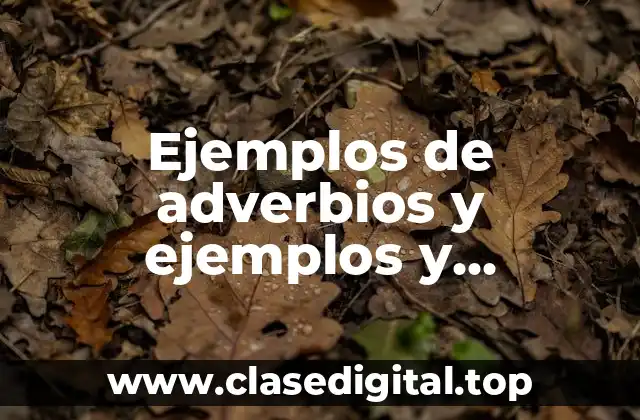 Ejemplos de adverbios y ejemplos y Significado