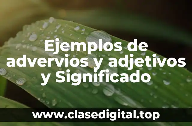 Ejemplos de advervios y adjetivos y Significado