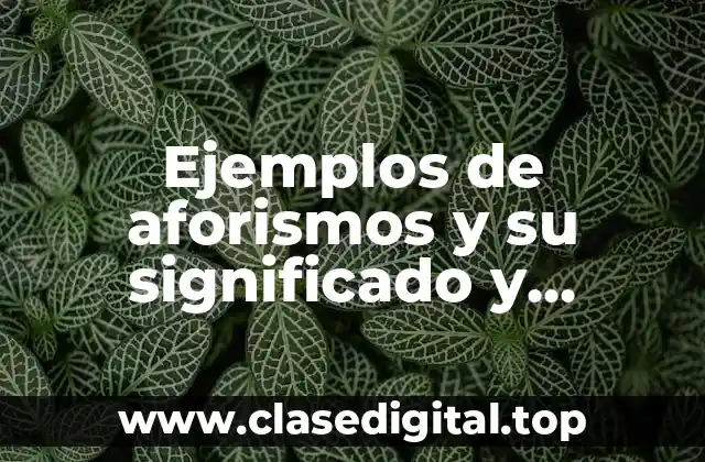 Ejemplos de aforismos y su significado y Significado