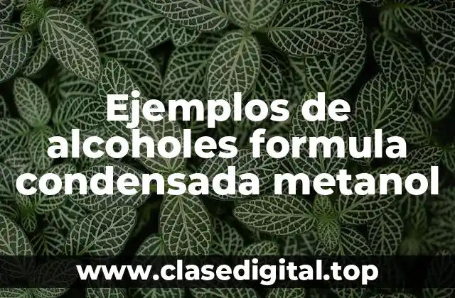 Ejemplos de alcoholes formula condensada metanol