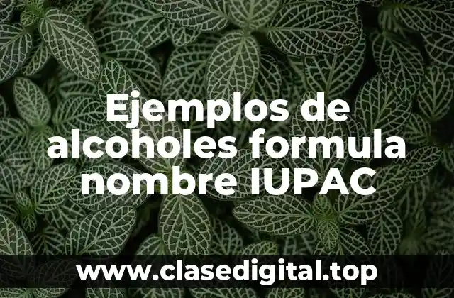 Ejemplos de alcoholes formula nombre IUPAC