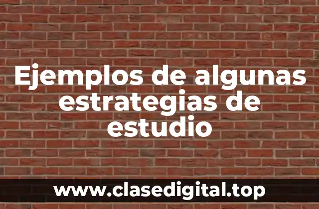 Ejemplos de algunas estrategias de estudio
