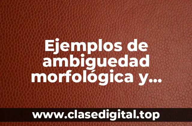 Ejemplos de ambiguedad morfológica y Significado