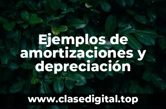 Ejemplos de amortizaciones y depreciación