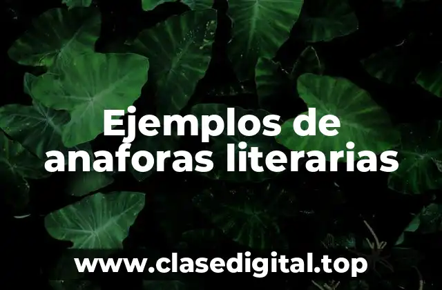 Ejemplos de anaforas literarias