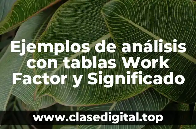 Ejemplos de análisis con tablas Work Factor y Significado