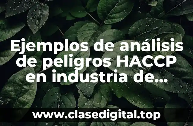 Ejemplos de análisis de peligros HACCP en industria de conservas