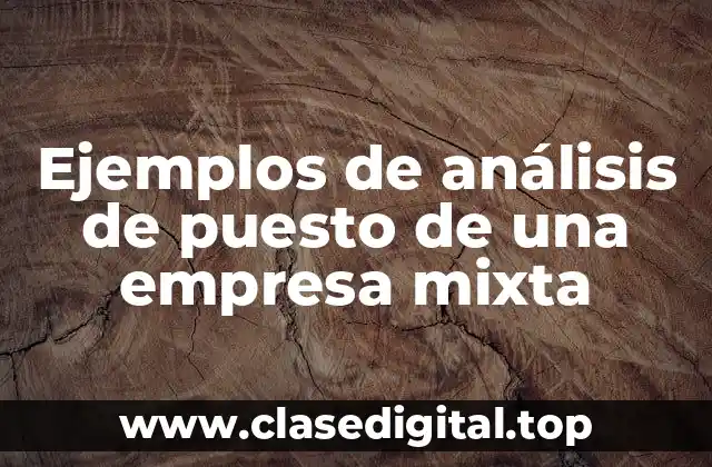 Ejemplos de análisis de puesto de una empresa mixta