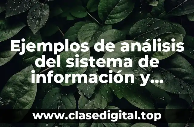 Ejemplos de análisis del sistema de información y tecnologías (SISAT)