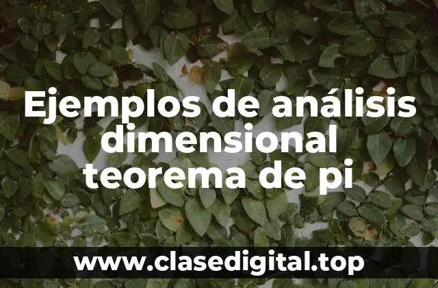 Ejemplos de análisis dimensional teorema de pi