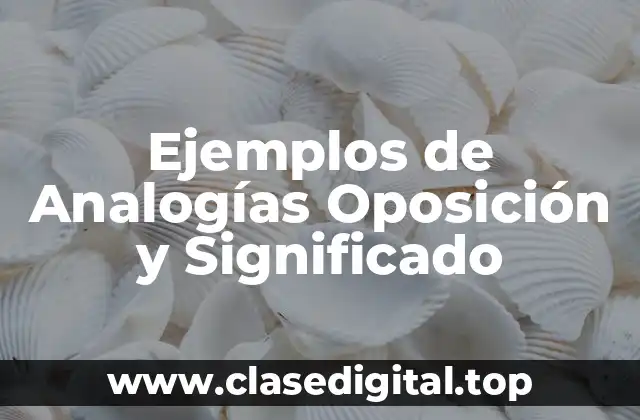 Ejemplos de Analogías Oposición y Significado