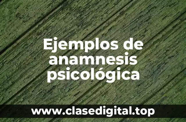 Ejemplos de anamnesis psicológica
