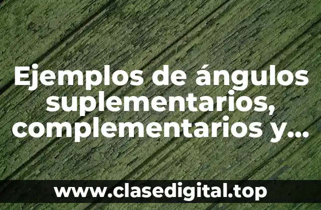 Ejemplos de ángulos suplementarios, complementarios y opuestos por el vértice y Significado