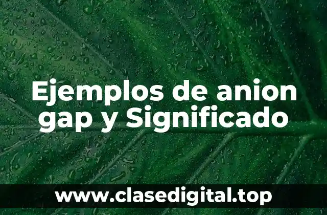 Ejemplos de anion gap y Significado