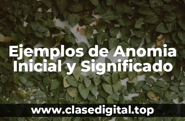 Ejemplos de Anomia Inicial