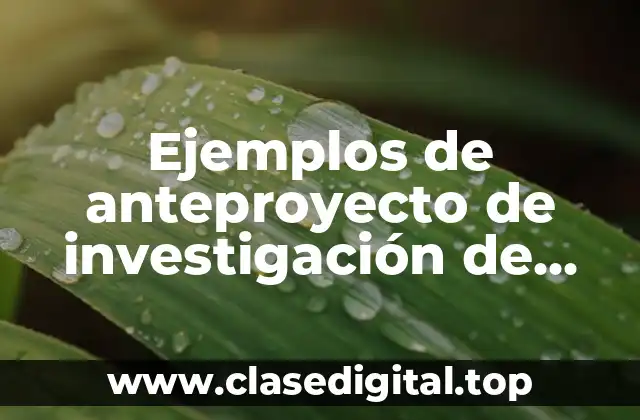 Ejemplos de anteproyecto de investigación de educación