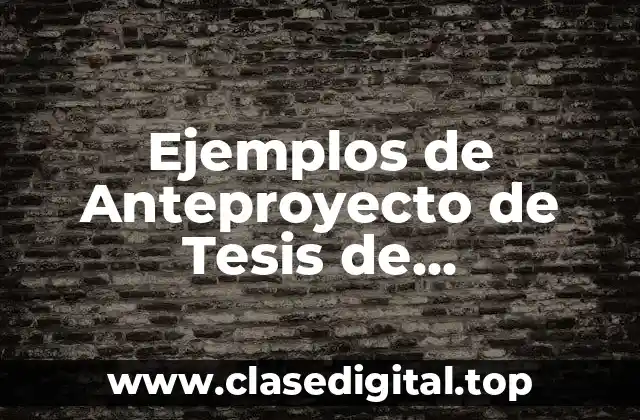 Ejemplos de Anteproyecto de Tesis de Administración