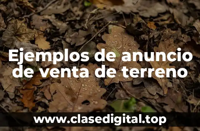Ejemplos de anuncio de venta de terreno
