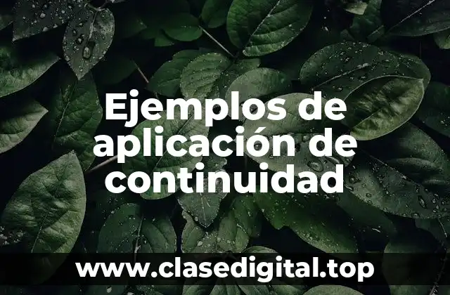 Ejemplos de aplicación de continuidad