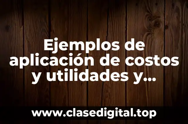 Ejemplos de aplicación de costos y utilidades y Significado