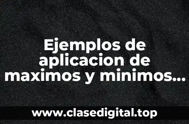 Ejemplos de aplicacion de maximos y minimos en negocios