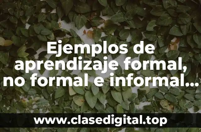 Ejemplos de aprendizaje formal, no formal e informal y Significado